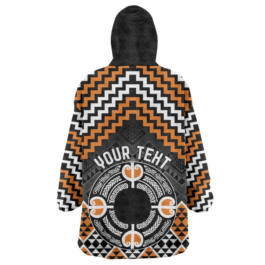 Personalised Aotearoa Niho Taniwha Motif Wearable Blanket Hoodie Gold Style
