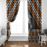 Personalised Aotearoa Niho Taniwha Motif Window Curtain Gold Style