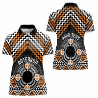 Personalised Aotearoa Niho Taniwha Motif Women Polo Shirt Gold Style