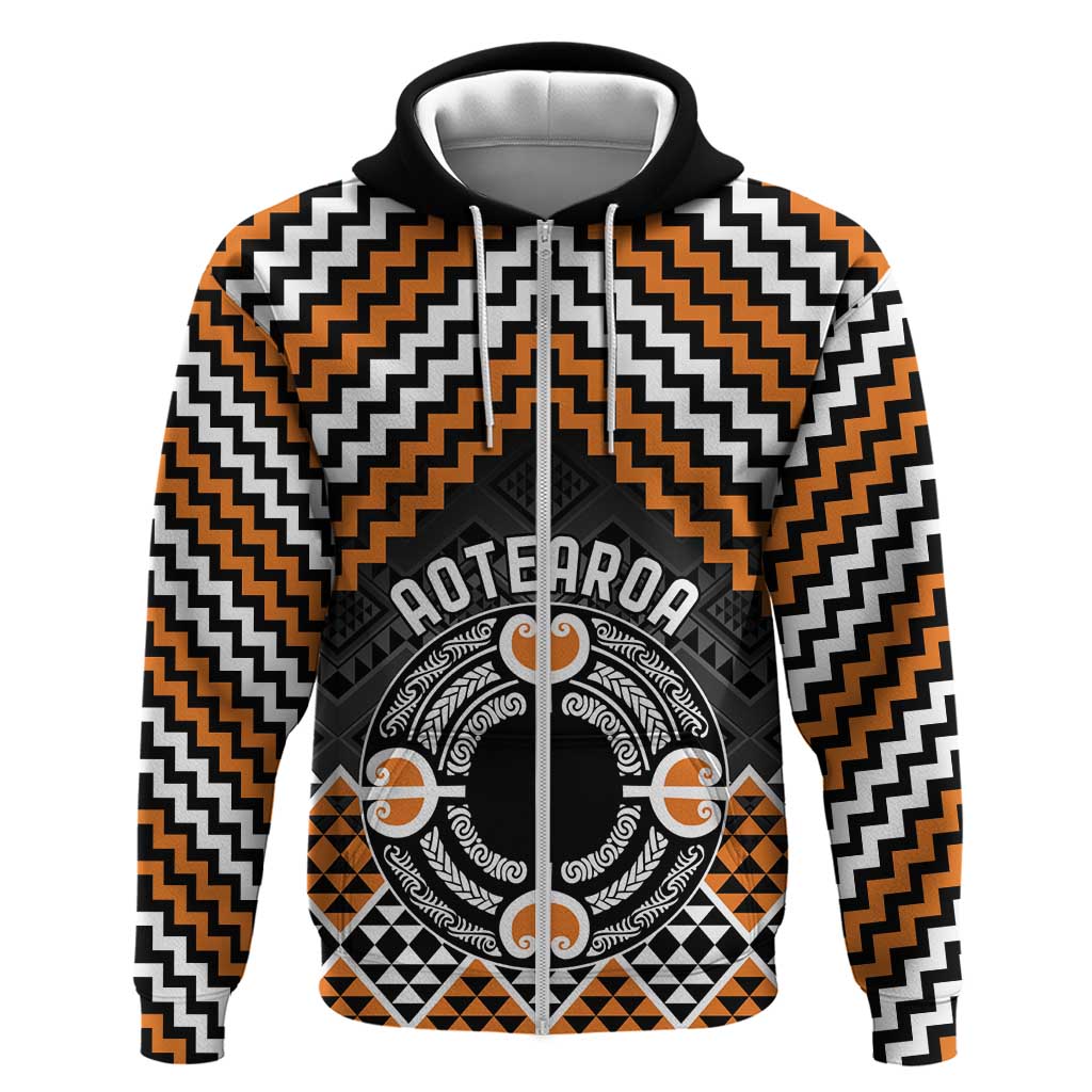 Personalised Aotearoa Niho Taniwha Motif Zip Hoodie Gold Style LT9 Zip Hoodie Gold - Polynesian Pride