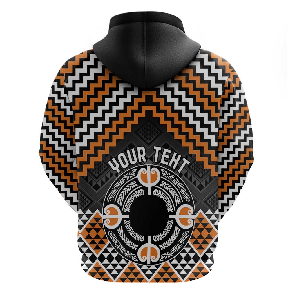 Personalised Aotearoa Niho Taniwha Motif Zip Hoodie Gold Style