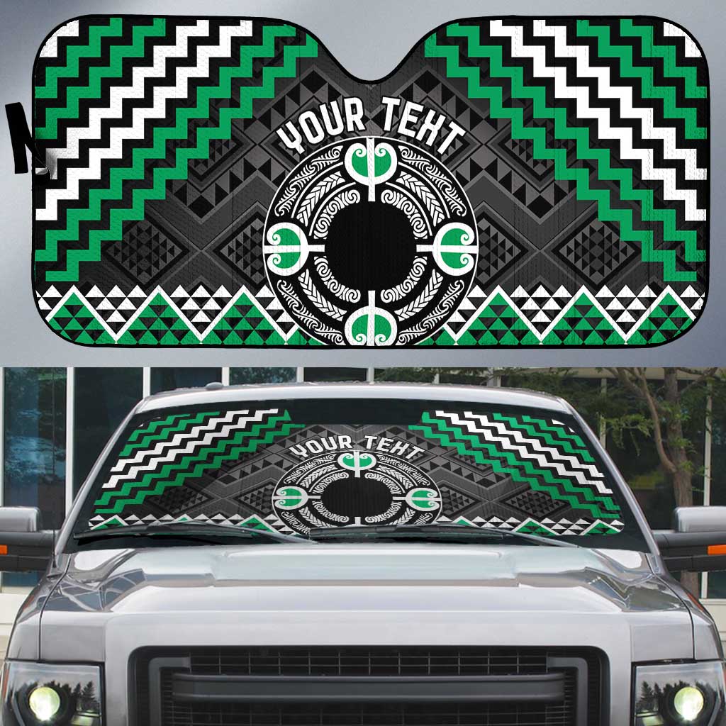 Personalised Aotearoa Niho Taniwha Motif Auto Sun Shade Green Style LT9 Green - Polynesian Pride