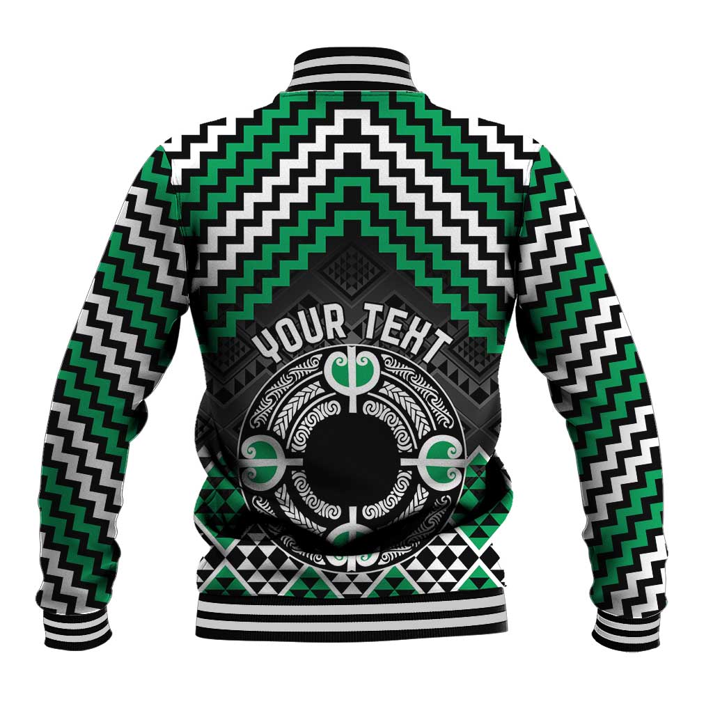 Personalised Aotearoa Niho Taniwha Motif Baseball Jacket Green Style LT9 - Polynesian Pride