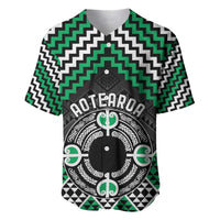 Personalised Aotearoa Niho Taniwha Motif Baseball Jersey Green Style