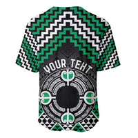 Personalised Aotearoa Niho Taniwha Motif Baseball Jersey Green Style