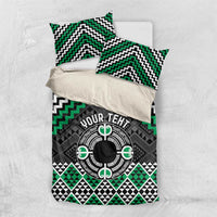 Personalised Aotearoa Niho Taniwha Motif Bedding Set Green Style LT9 US Twin 172cm x 218cm Green - Polynesian Pride