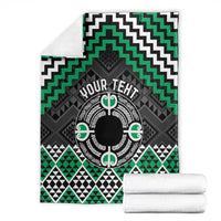 Personalised Aotearoa Niho Taniwha Motif Blanket Green Style