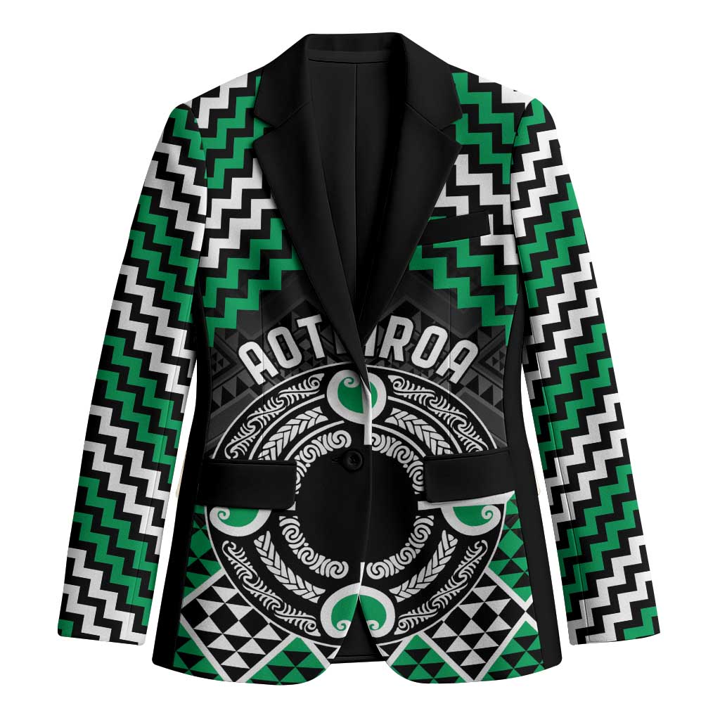 Personalised Aotearoa Niho Taniwha Motif Blazer Green Style - Polynesian Pride