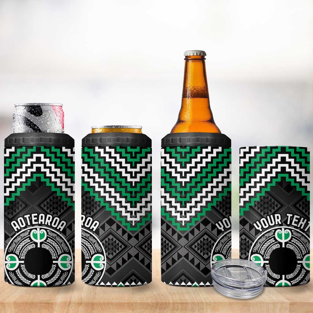 Personalised Aotearoa Niho Taniwha Motif 4 in 1 Can Cooler Tumbler Green Style