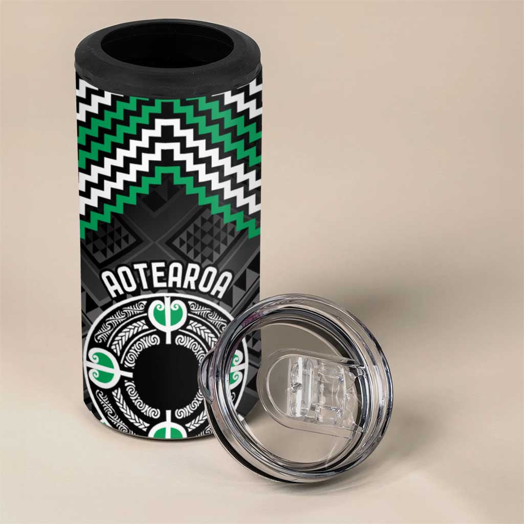 Personalised Aotearoa Niho Taniwha Motif 4 in 1 Can Cooler Tumbler Green Style
