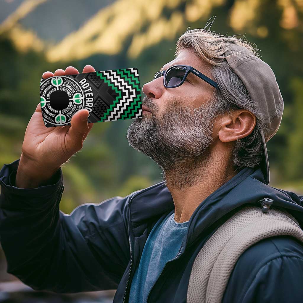 Personalised Aotearoa Niho Taniwha Motif 4 in 1 Can Cooler Tumbler Green Style