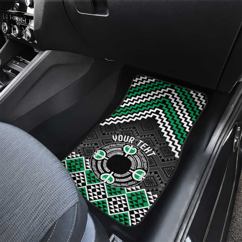 Personalised Aotearoa Niho Taniwha Motif Car Mats Green Style