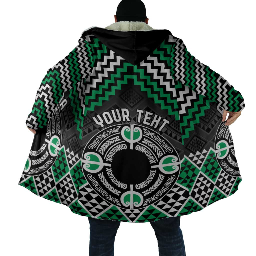 Personalised Aotearoa Niho Taniwha Motif Cloak Green Style - Polynesian Pride