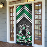 Personalised Aotearoa Niho Taniwha Motif Door Cover Green Style - Polynesian Pride
