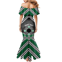 Personalised Aotearoa Niho Taniwha Motif Family Matching Mermaid Dress and Hawaiian Shirt Green Style