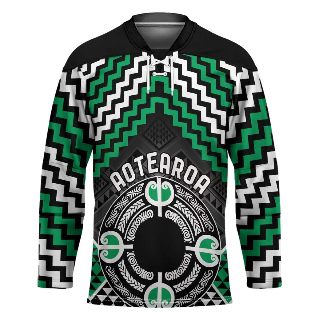 Personalised Aotearoa Niho Taniwha Motif Hockey Jersey Green Style - Polynesian Pride