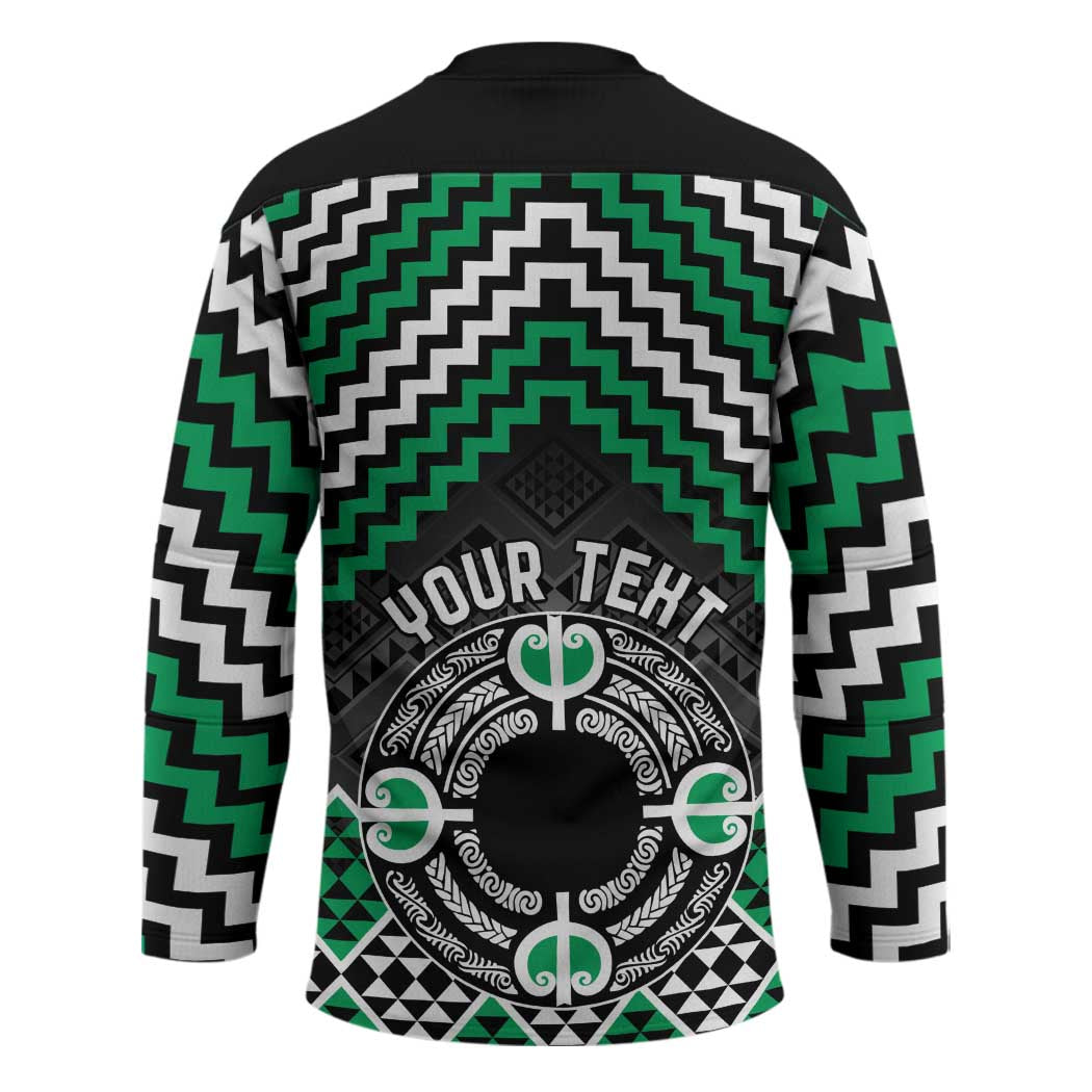 Personalised Aotearoa Niho Taniwha Motif Hockey Jersey Green Style - Polynesian Pride