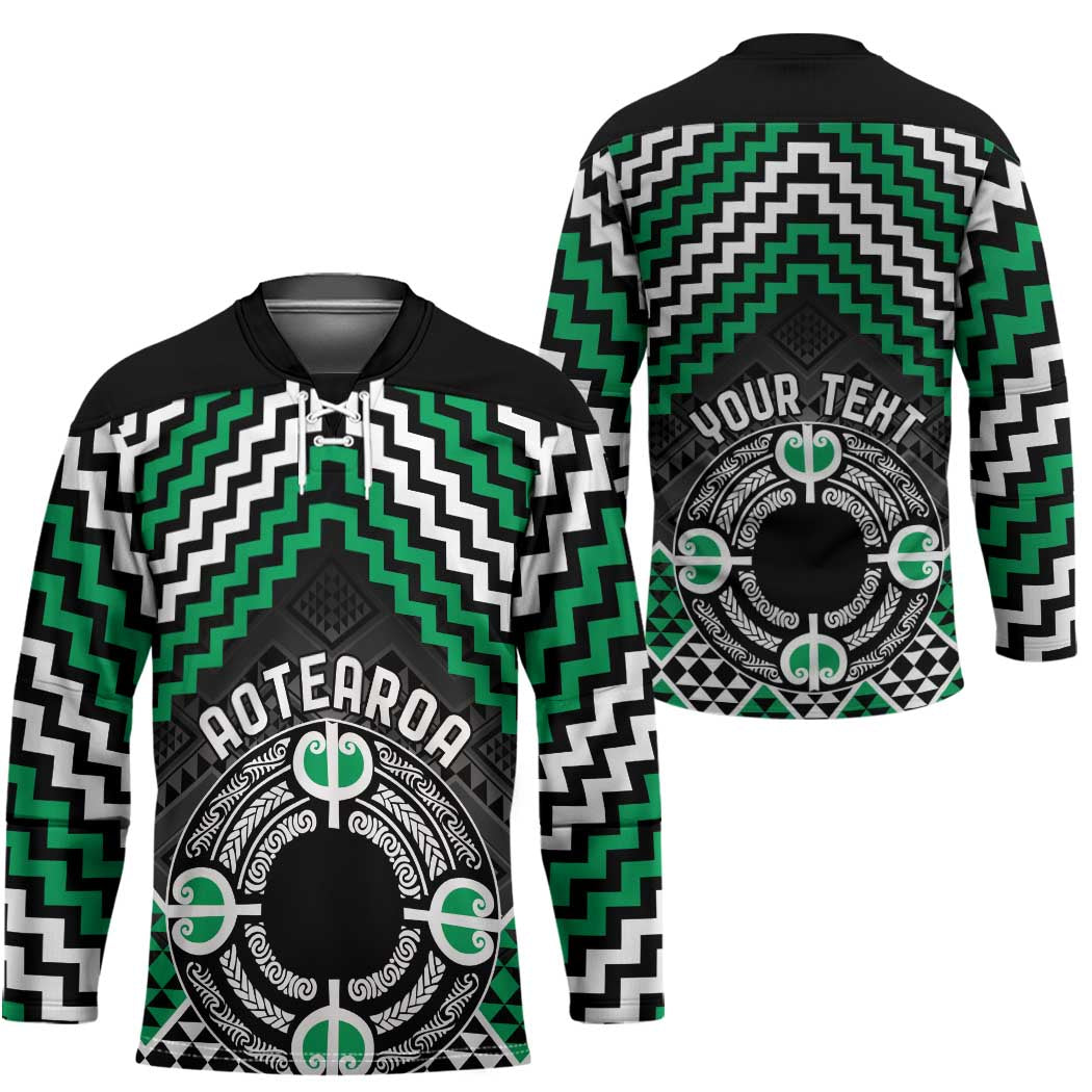 Personalised Aotearoa Niho Taniwha Motif Hockey Jersey Green Style - Polynesian Pride