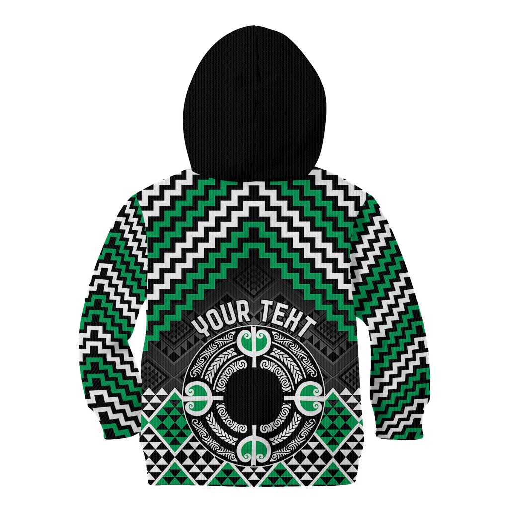 Personalised Aotearoa Niho Taniwha Motif Kid Hoodie Green Style