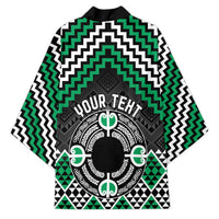 Personalised Aotearoa Niho Taniwha Motif Kimono Green Style - Polynesian Pride