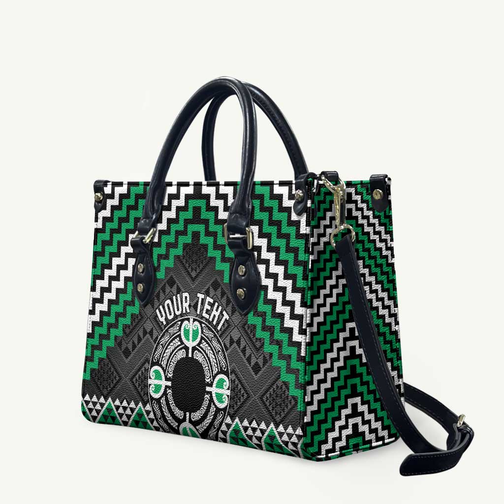 Personalised Aotearoa Niho Taniwha Motif Leather Bag Green Style - Polynesian Pride