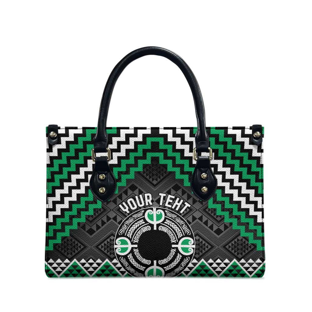 Personalised Aotearoa Niho Taniwha Motif Leather Bag Green Style - Polynesian Pride