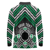 Personalised Aotearoa Niho Taniwha Motif Long Sleeve Polo Shirt Green Style LT9 - Polynesian Pride