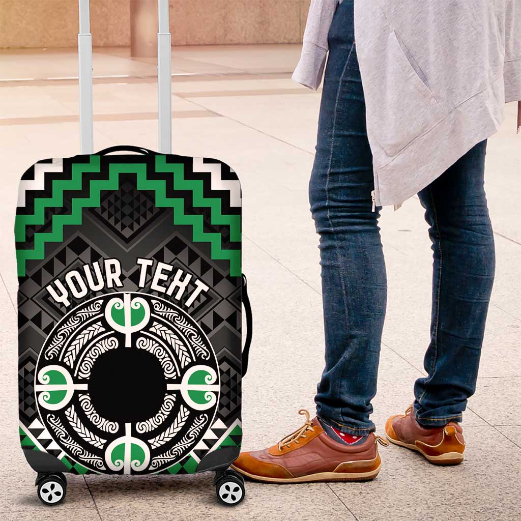 Personalised Aotearoa Niho Taniwha Motif Luggage Cover Green Style LT9 Green - Polynesian Pride