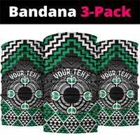 Personalised Aotearoa Niho Taniwha Motif Neck Gaiter Green Style - Polynesian Pride