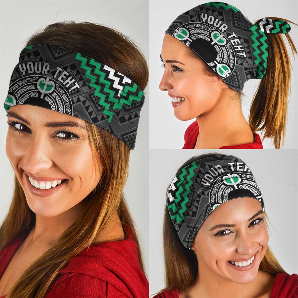 Personalised Aotearoa Niho Taniwha Motif Neck Gaiter Green Style - Polynesian Pride