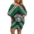 Personalised Aotearoa Niho Taniwha Motif Off Shoulder Short Dress Green Style