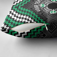 Personalised Aotearoa Niho Taniwha Motif Pillow Cover Green Style - Polynesian Pride
