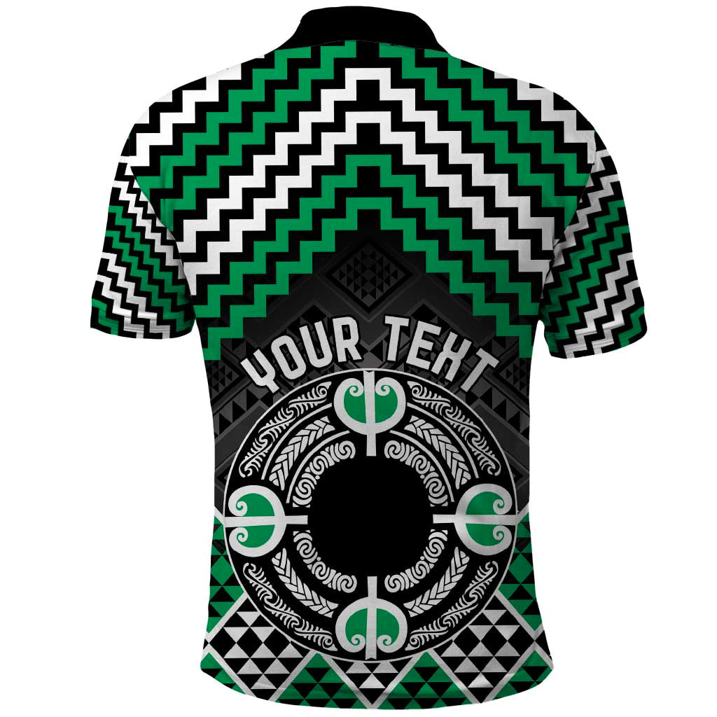 Personalised Aotearoa Niho Taniwha Motif Polo Shirt Green Style