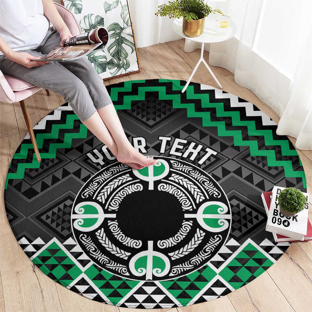 Personalised Aotearoa Niho Taniwha Motif Round Carpet Green Style