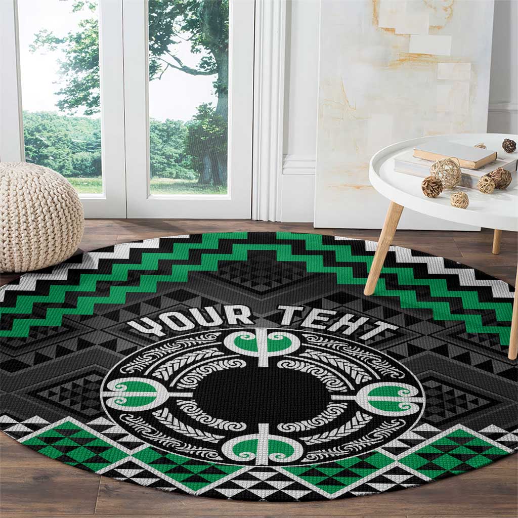 Personalised Aotearoa Niho Taniwha Motif Round Carpet Green Style