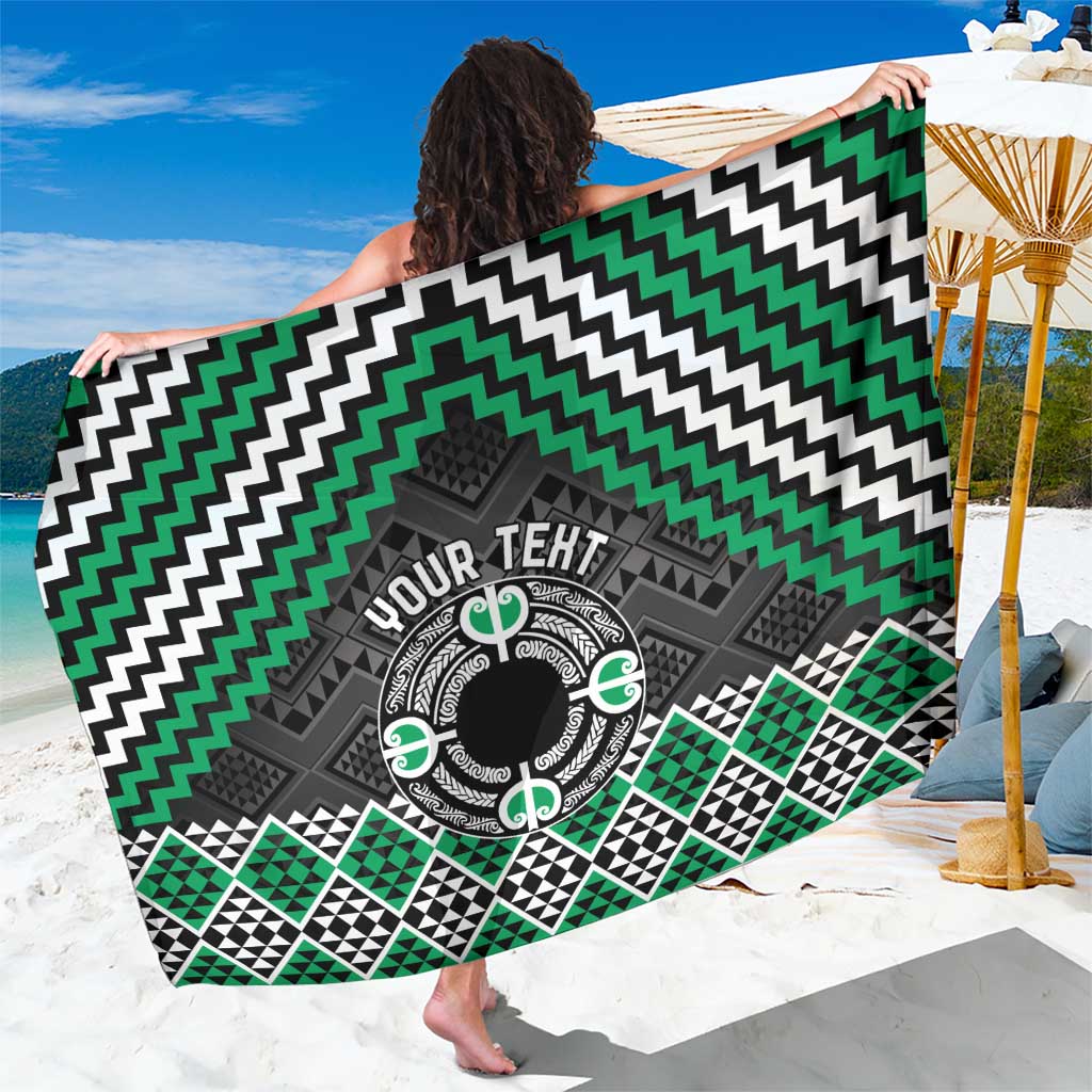 Personalised Aotearoa Niho Taniwha Motif Sarong Green Style