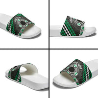 Personalised Aotearoa Niho Taniwha Motif Slide Sandals Green Style - Polynesian Pride