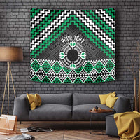 Personalised Aotearoa Niho Taniwha Motif Tapestry Green Style