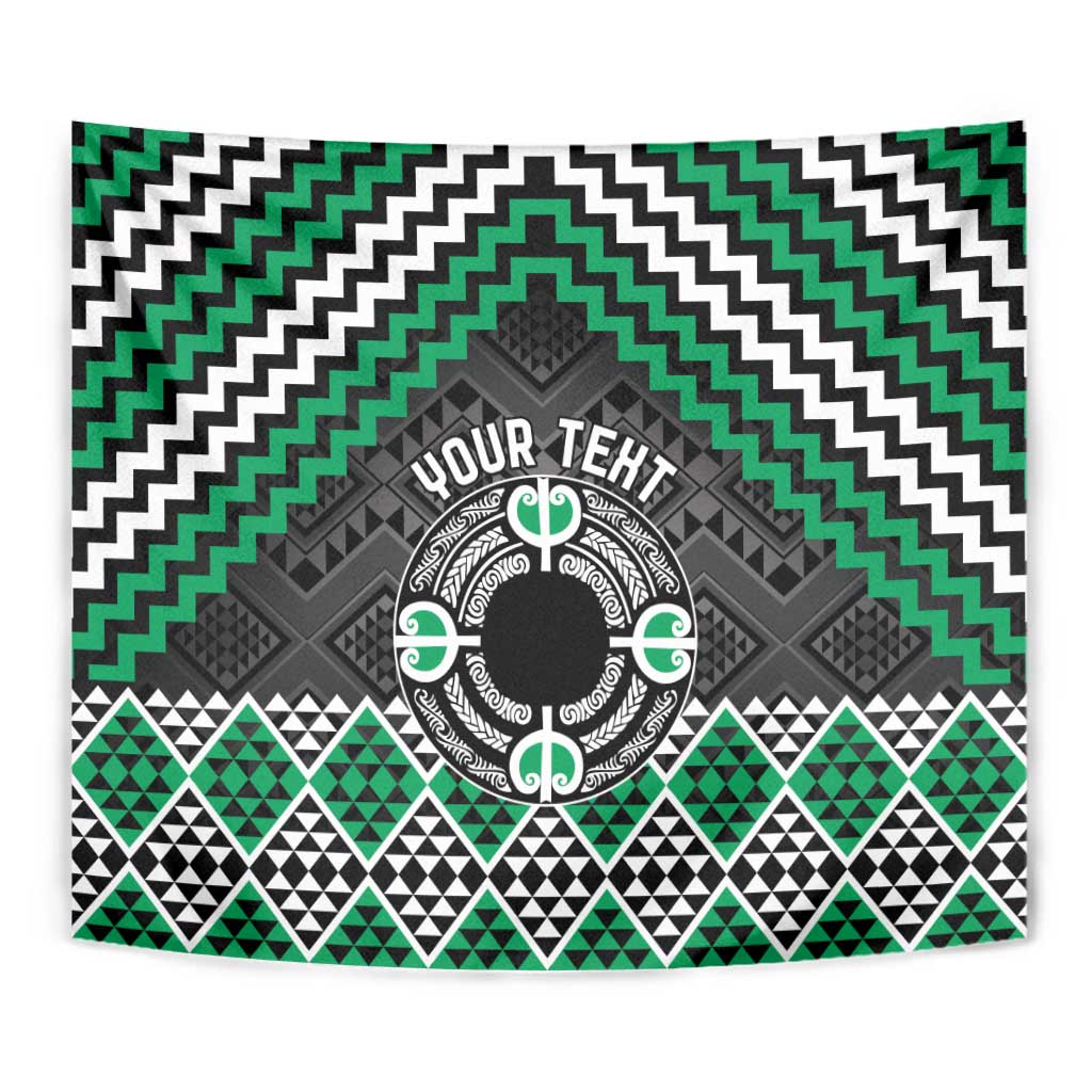 Personalised Aotearoa Niho Taniwha Motif Tapestry Green Style