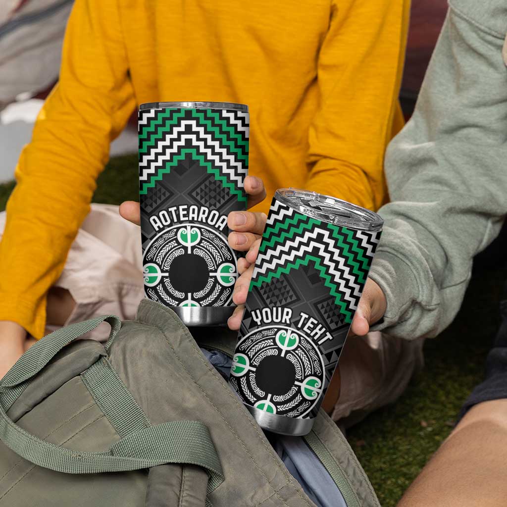 Personalised Aotearoa Niho Taniwha Motif Tumbler Cup Green Style