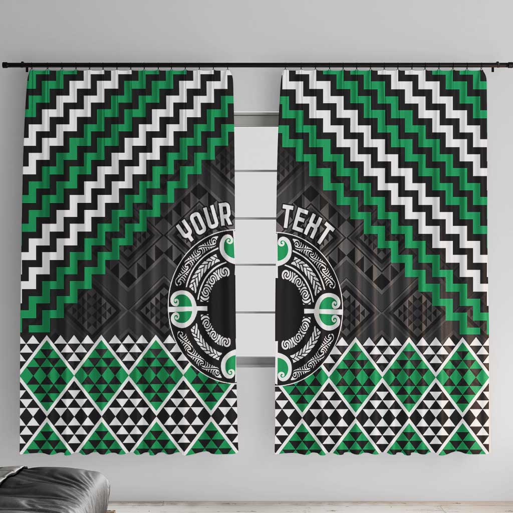 Personalised Aotearoa Niho Taniwha Motif Window Curtain Green Style