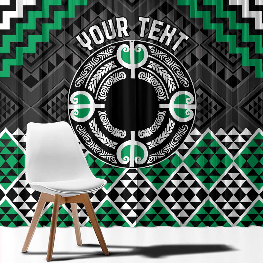 Personalised Aotearoa Niho Taniwha Motif Window Curtain Green Style