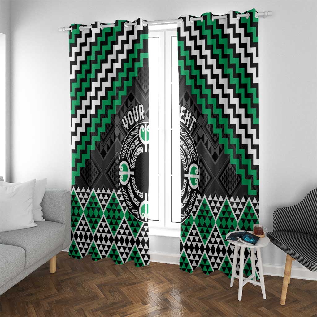 Personalised Aotearoa Niho Taniwha Motif Window Curtain Green Style