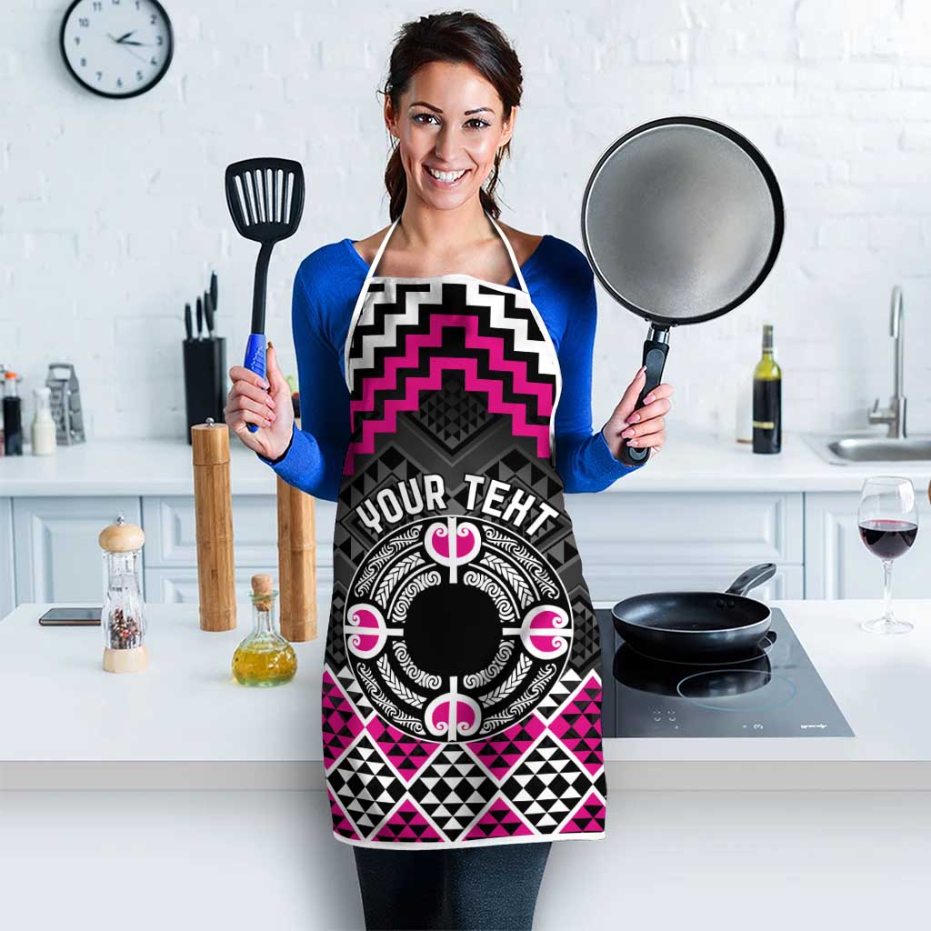 Personalised Aotearoa Niho Taniwha Motif Apron Pink Style - Polynesian Pride
