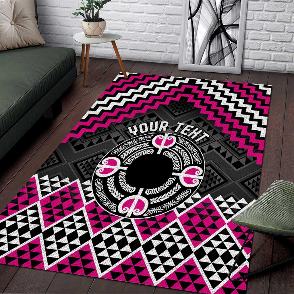 Personalised Aotearoa Niho Taniwha Motif Area Rug Pink Style
