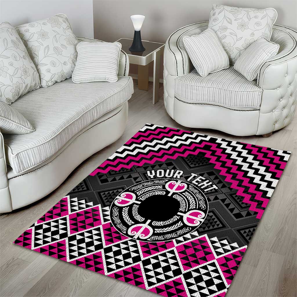 Personalised Aotearoa Niho Taniwha Motif Area Rug Pink Style