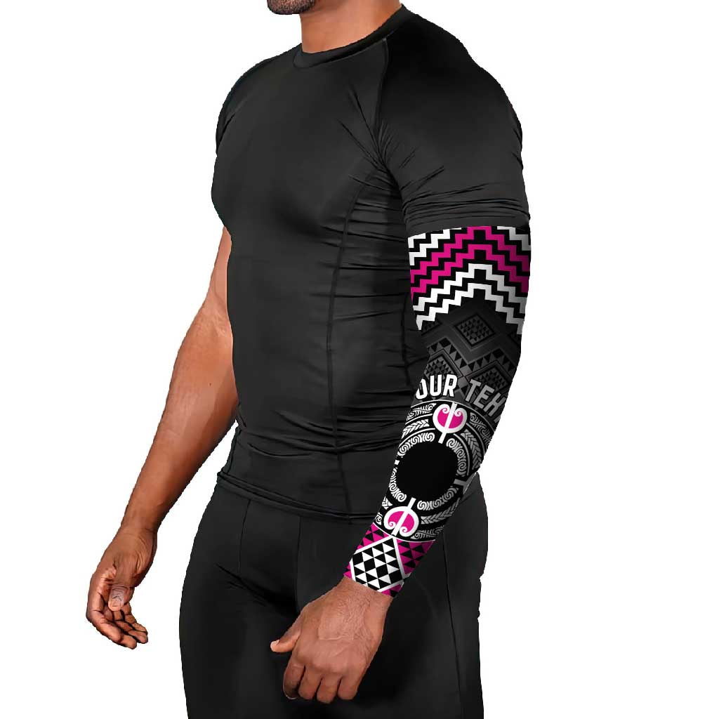 Personalised Aotearoa Niho Taniwha Motif Arm Sleeves Pink Style - Polynesian Pride