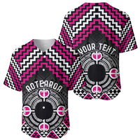 Personalised Aotearoa Niho Taniwha Motif Baseball Jersey Pink Style