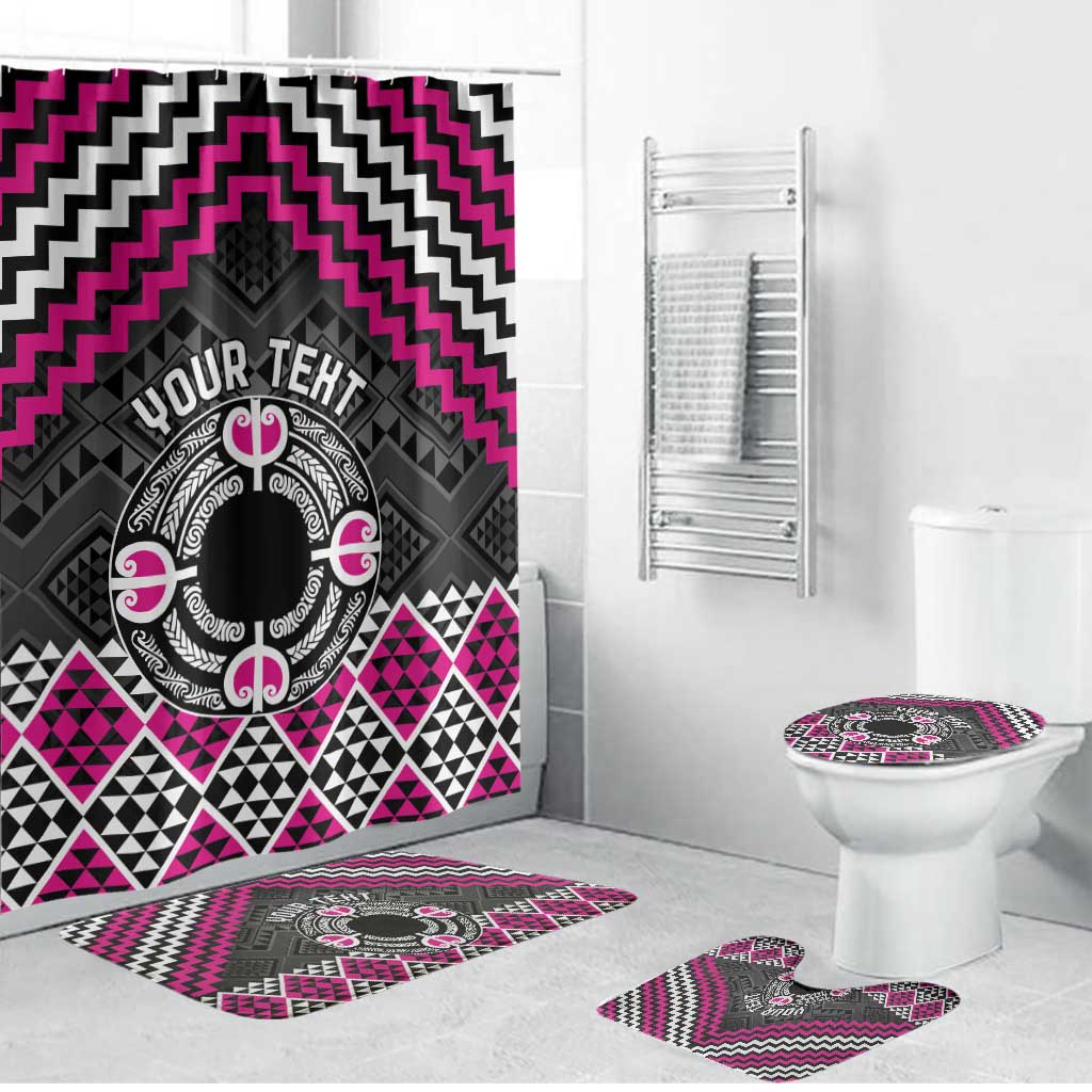 Personalised Aotearoa Niho Taniwha Motif Bathroom Set Pink Style - Polynesian Pride