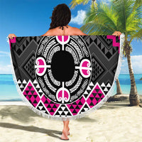 Personalised Aotearoa Niho Taniwha Motif Beach Blanket Pink Style